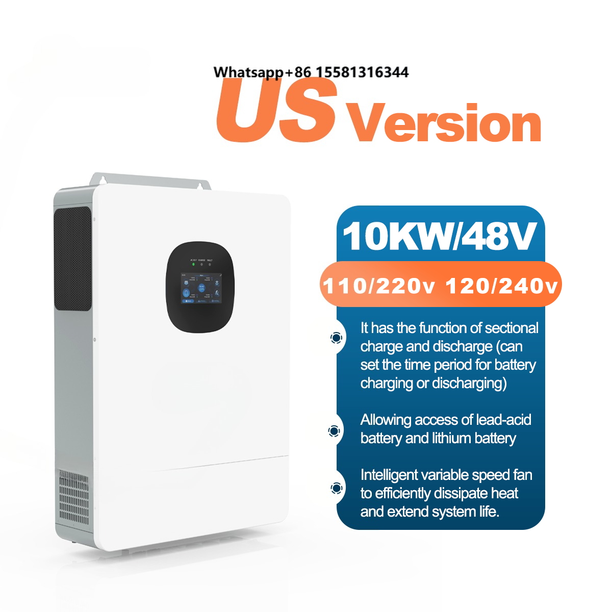 Гибридный инвертор UNC 10 кВт  – обзор и цена Split Phase Inverter 10Kw 110V 220V